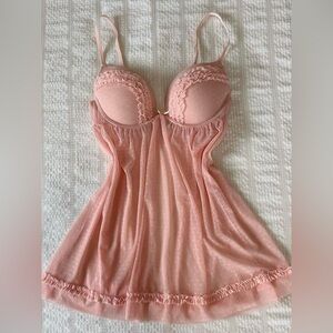 No Secret Peach Polkadot Babydoll Lace Bustier